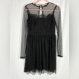 Express Black Lace Long Sleeve Midi Dress